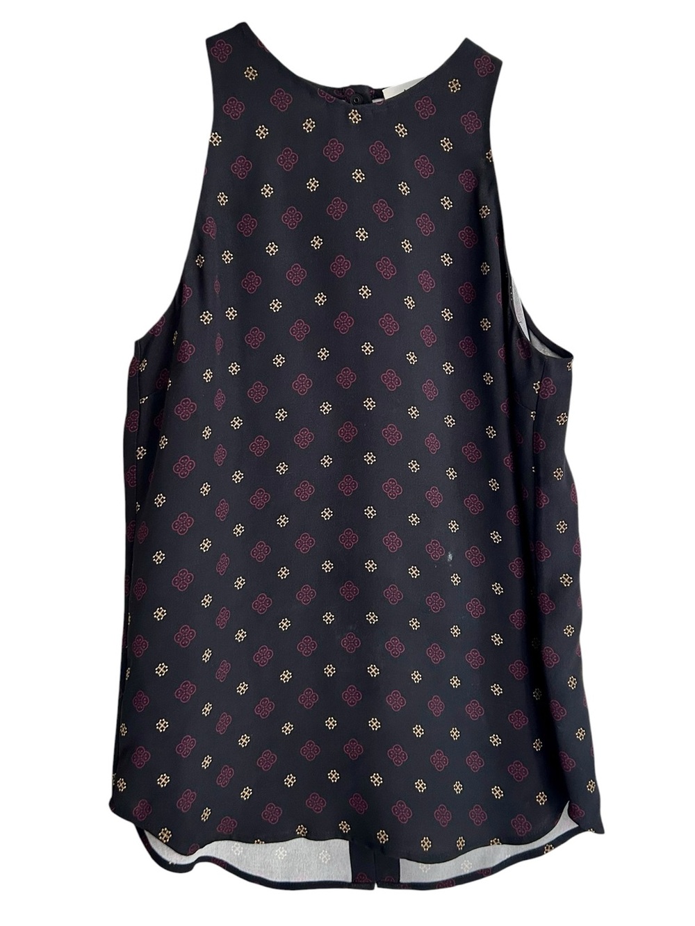 A.L.C. Black Silk Sleeveless Shell Top Sz 2 Geometric Print Minimalist